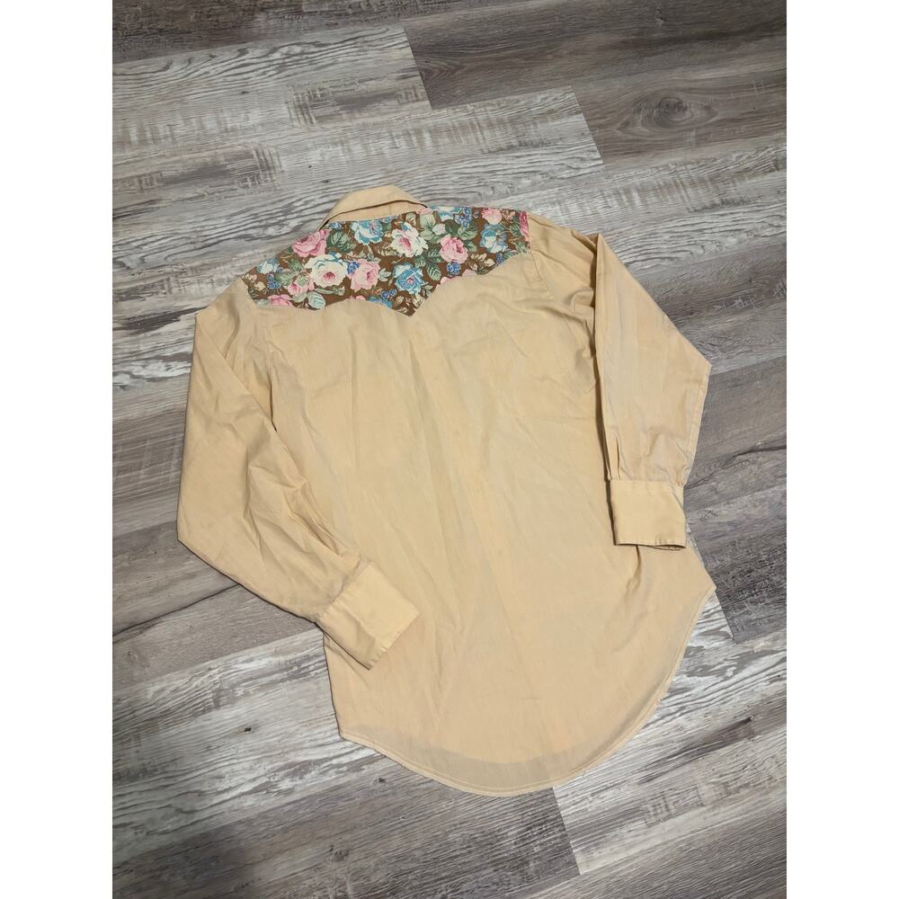 vintage peach/floral classic western pearl snap - Picture 5 of 6